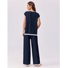 image:imageEkouaer Womens Matching Sets Knit Sweater Sets 2 Pieces Outfits Pullover Tops Wide Legs Pants Lounge SetNavy Blue