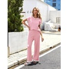 image:imageEkouaer Womens Matching Sets Knit Sweater Sets 2 Pieces Outfits Pullover Tops Wide Legs Pants Lounge SetPink