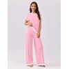 image:imageEkouaer Womens Matching Sets Knit Sweater Sets 2 Pieces Outfits Pullover Tops Wide Legs Pants Lounge SetPink