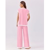 image:imageEkouaer Womens Matching Sets Knit Sweater Sets 2 Pieces Outfits Pullover Tops Wide Legs Pants Lounge SetPink