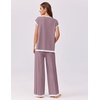 image:imageEkouaer Womens Matching Sets Knit Sweater Sets 2 Pieces Outfits Pullover Tops Wide Legs Pants Lounge SetPurple