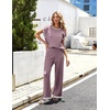 image:imageEkouaer Womens Matching Sets Knit Sweater Sets 2 Pieces Outfits Pullover Tops Wide Legs Pants Lounge SetPurple
