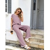 image:imageEkouaer Womens Matching Sets Knit Sweater Sets 2 Pieces Outfits Pullover Tops Wide Legs Pants Lounge SetPurple