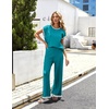 image:imageEkouaer Womens Matching Sets Knit Sweater Sets 2 Pieces Outfits Pullover Tops Wide Legs Pants Lounge SetSky Blue