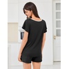image:imageEkouaer Womens Pajama Set Summer Short Sleeve Pjs Sleepwear Cute 2 Piece Lounge Sets SXXLBlack