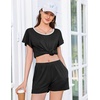 image:imageEkouaer Womens Pajama Set Summer Short Sleeve Pjs Sleepwear Cute 2 Piece Lounge Sets SXXLBlack