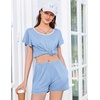 image:imageEkouaer Womens Pajama Set Summer Short Sleeve Pjs Sleepwear Cute 2 Piece Lounge Sets SXXLLight Blue