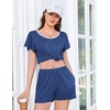 image:imageEkouaer Womens Pajama Set Summer Short Sleeve Pjs Sleepwear Cute 2 Piece Lounge Sets SXXLNavy