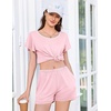image:imageEkouaer Womens Pajama Set Summer Short Sleeve Pjs Sleepwear Cute 2 Piece Lounge Sets SXXLPink