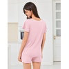 image:imageEkouaer Womens Pajama Set Summer Short Sleeve Pjs Sleepwear Cute 2 Piece Lounge Sets SXXLPink
