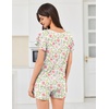 image:imageEkouaer Womens Pajama Set Summer Short Sleeve Pjs Sleepwear Cute 2 Piece Lounge Sets SXXLPink Floral