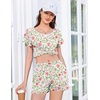 image:imageEkouaer Womens Pajama Set Summer Short Sleeve Pjs Sleepwear Cute 2 Piece Lounge Sets SXXLPink Floral