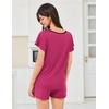 image:imageEkouaer Womens Pajama Set Summer Short Sleeve Pjs Sleepwear Cute 2 Piece Lounge Sets SXXLRose Red