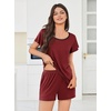image:imageEkouaer Womens Pajama Set Summer Short Sleeve Pjs Sleepwear Cute 2 Piece Lounge Sets SXXLWine Red