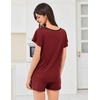 image:imageEkouaer Womens Pajama Set Summer Short Sleeve Pjs Sleepwear Cute 2 Piece Lounge Sets SXXLWine Red