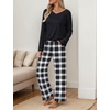 image:imageEkouaer Womens Pajama Sets 2 piece Lounge Sets for Women Vneck Long Sleeve Top and Elastic Waist Pants with PocketsBlack Plaid