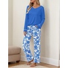 image:imageEkouaer Womens Pajama Sets 2 piece Lounge Sets for Women Vneck Long Sleeve Top and Elastic Waist Pants with PocketsBlue Floral