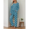 image:imageEkouaer Womens Pajama Sets 2 piece Lounge Sets for Women Vneck Long Sleeve Top and Elastic Waist Pants with PocketsGreen Heart