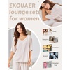 image:imageEkouaer Womens Pajama Sets 2 piece Lounge Sets for Women Vneck Long Sleeve Top and Elastic Waist Pants with PocketsGreen Snowflakes