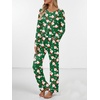 image:imageEkouaer Womens Pajama Sets 2 piece Lounge Sets for Women Vneck Long Sleeve Top and Elastic Waist Pants with PocketsGreen Snowman