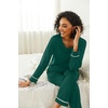 image:imageEkouaer Womens Pajama Sets 2 piece Lounge Sets for Women Vneck Long Sleeve Top and Elastic Waist Pants with PocketsLake Green