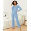 image:imageEkouaer Womens Pajama Sets 2 piece Lounge Sets for Women Vneck Long Sleeve Top and Elastic Waist Pants with PocketsLight Blue