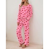 image:imageEkouaer Womens Pajama Sets 2 piece Lounge Sets for Women Vneck Long Sleeve Top and Elastic Waist Pants with PocketsLovely Heart