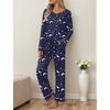 image:imageEkouaer Womens Pajama Sets 2 piece Lounge Sets for Women Vneck Long Sleeve Top and Elastic Waist Pants with PocketsMoon Star
