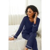 image:imageEkouaer Womens Pajama Sets 2 piece Lounge Sets for Women Vneck Long Sleeve Top and Elastic Waist Pants with PocketsNavy Blue