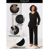image:imageEkouaer Womens Pajama Sets 2 piece Lounge Sets for Women Vneck Long Sleeve Top and Elastic Waist Pants with PocketsRed Dots