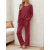 image:imageEkouaer Womens Pajama Sets 2 piece Lounge Sets for Women Vneck Long Sleeve Top and Elastic Waist Pants with PocketsRed Dots