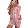 image:imageEkouaer Womens Pajama Sets Button Down Lounge Set 2 Piece Loungewear Soft Sleepwear Short Sleeve Pjs with PocketsAhearts Pink