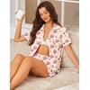 image:imageEkouaer Womens Pajama Sets Button Down Lounge Set 2 Piece Loungewear Soft Sleepwear Short Sleeve Pjs with PocketsBear