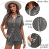 image:imageEkouaer Womens Pajama Sets Button Down Lounge Set 2 Piece Loungewear Soft Sleepwear Short Sleeve Pjs with PocketsDark Gray
