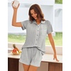 image:imageEkouaer Womens Pajama Sets Button Down Lounge Set 2 Piece Loungewear Soft Sleepwear Short Sleeve Pjs with PocketsLight Gray