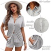 image:imageEkouaer Womens Pajama Sets Button Down Lounge Set 2 Piece Loungewear Soft Sleepwear Short Sleeve Pjs with PocketsLight Gray