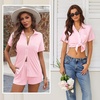 image:imageEkouaer Womens Pajama Sets Button Down Lounge Set 2 Piece Loungewear Soft Sleepwear Short Sleeve Pjs with PocketsPink