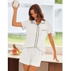 image:imageEkouaer Womens Pajama Sets Button Down Lounge Set 2 Piece Loungewear Soft Sleepwear Short Sleeve Pjs with PocketsWhite