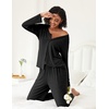 image:imageEkouaer Womens Pajama Sets Button Up Long Sleeve Pjs Soft Lounge Set 2 Piece Sleepwear with PocketsBlack