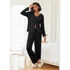 image:imageEkouaer Womens Pajama Sets Button Up Long Sleeve Pjs Soft Lounge Set 2 Piece Sleepwear with PocketsBlack