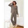 image:imageEkouaer Womens Pajama Sets Button Up Long Sleeve Pjs Soft Lounge Set 2 Piece Sleepwear with PocketsBrown