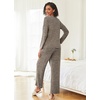 image:imageEkouaer Womens Pajama Sets Button Up Long Sleeve Pjs Soft Lounge Set 2 Piece Sleepwear with PocketsBrown