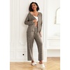 image:imageEkouaer Womens Pajama Sets Button Up Long Sleeve Pjs Soft Lounge Set 2 Piece Sleepwear with PocketsBrown