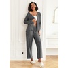 image:imageEkouaer Womens Pajama Sets Button Up Long Sleeve Pjs Soft Lounge Set 2 Piece Sleepwear with PocketsFlower Grey