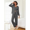 image:imageEkouaer Womens Pajama Sets Button Up Long Sleeve Pjs Soft Lounge Set 2 Piece Sleepwear with PocketsFlower Grey