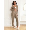 image:imageEkouaer Womens Pajama Sets Button Up Long Sleeve Pjs Soft Lounge Set 2 Piece Sleepwear with PocketsKhaki