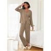 image:imageEkouaer Womens Pajama Sets Button Up Long Sleeve Pjs Soft Lounge Set 2 Piece Sleepwear with PocketsKhaki