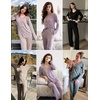 image:imageEkouaer Womens Pajama Sets Button Up Long Sleeve Pjs Soft Lounge Set 2 Piece Sleepwear with PocketsLight Grey