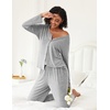 image:imageEkouaer Womens Pajama Sets Button Up Long Sleeve Pjs Soft Lounge Set 2 Piece Sleepwear with PocketsLight Grey