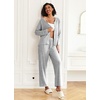 image:imageEkouaer Womens Pajama Sets Button Up Long Sleeve Pjs Soft Lounge Set 2 Piece Sleepwear with PocketsLight Grey